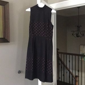Dress- black w purple polka dots